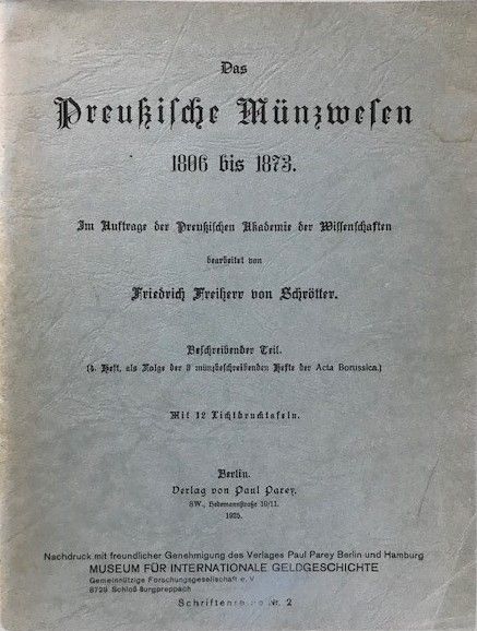Das preußische Münzwesen von 1806 bis 1873